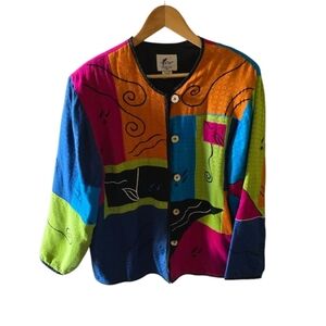 Earth Sea and Sky Vintagr Colorful Colorblock Abstract Jacket 90s Size Medium